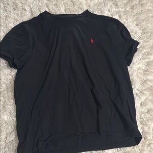 Black Polo T-Shirt with Red Logo